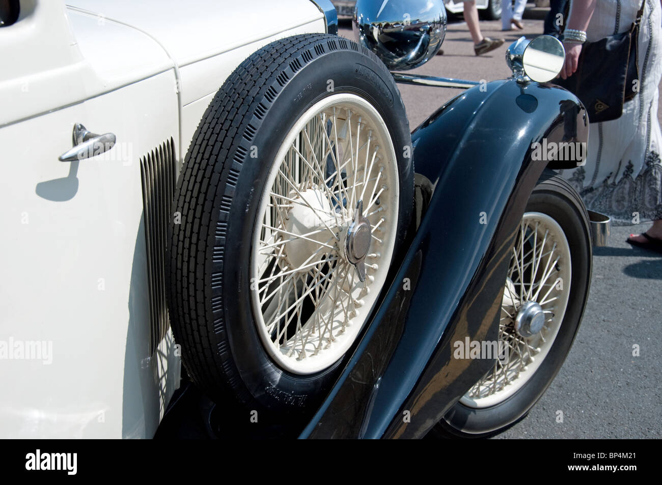 Spare Wheel of a classic Car Stock Photo