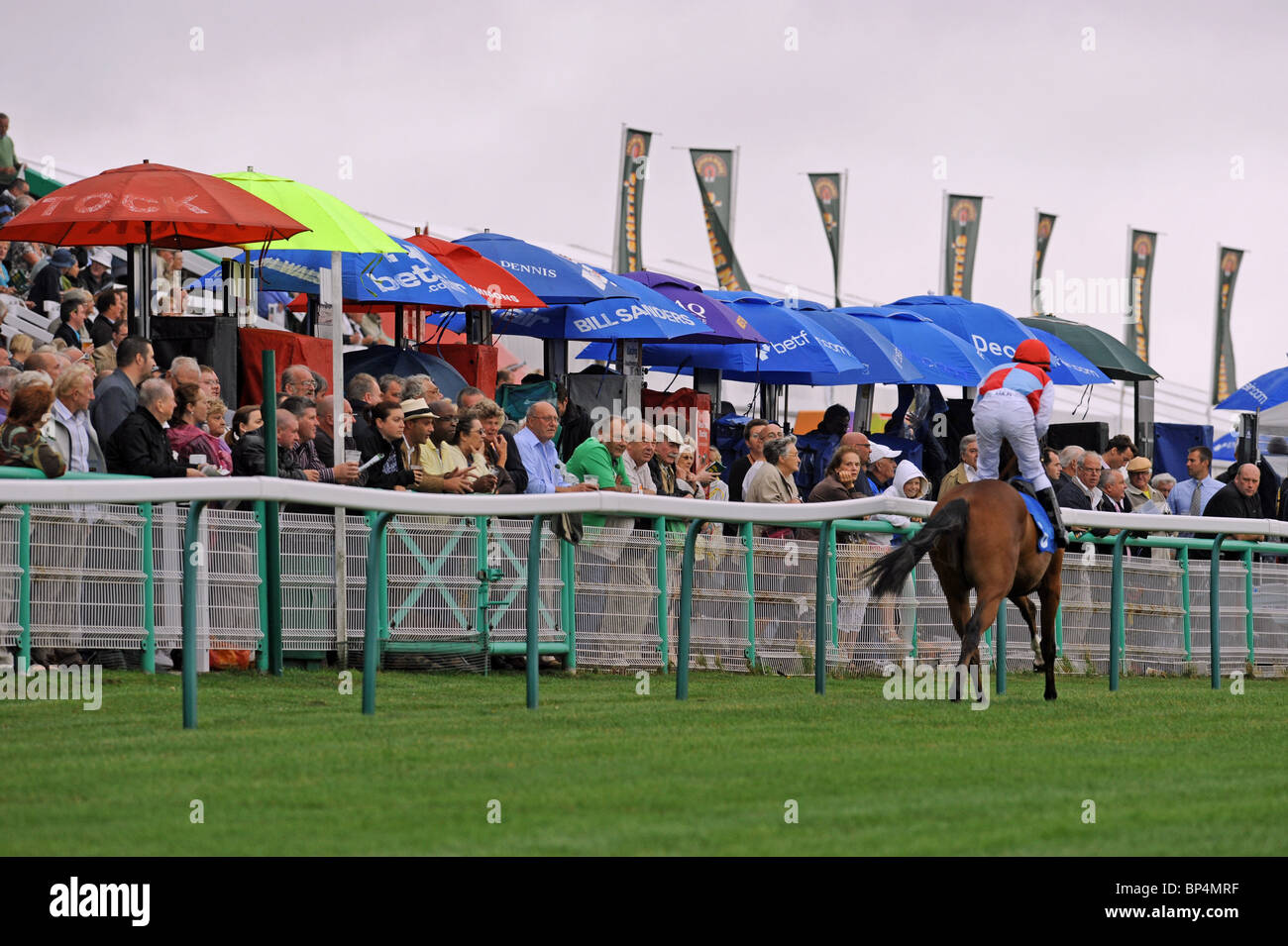 Horse racing on the flat at Brighton Races East Sussex UK Stock Photo