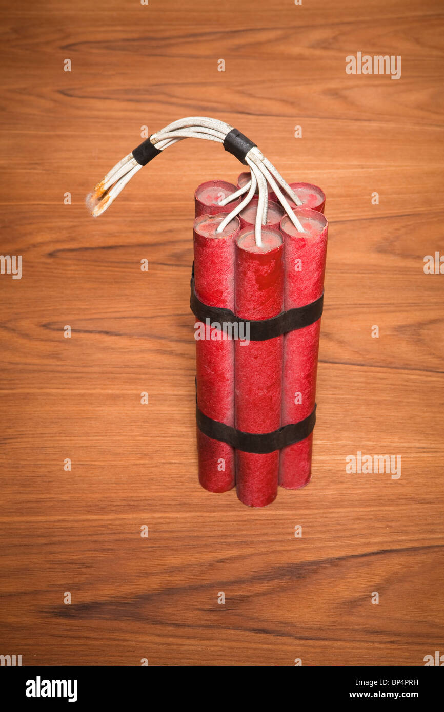 TNT,dynamite,explosive red,wood,bomb,indoors Stock Photo