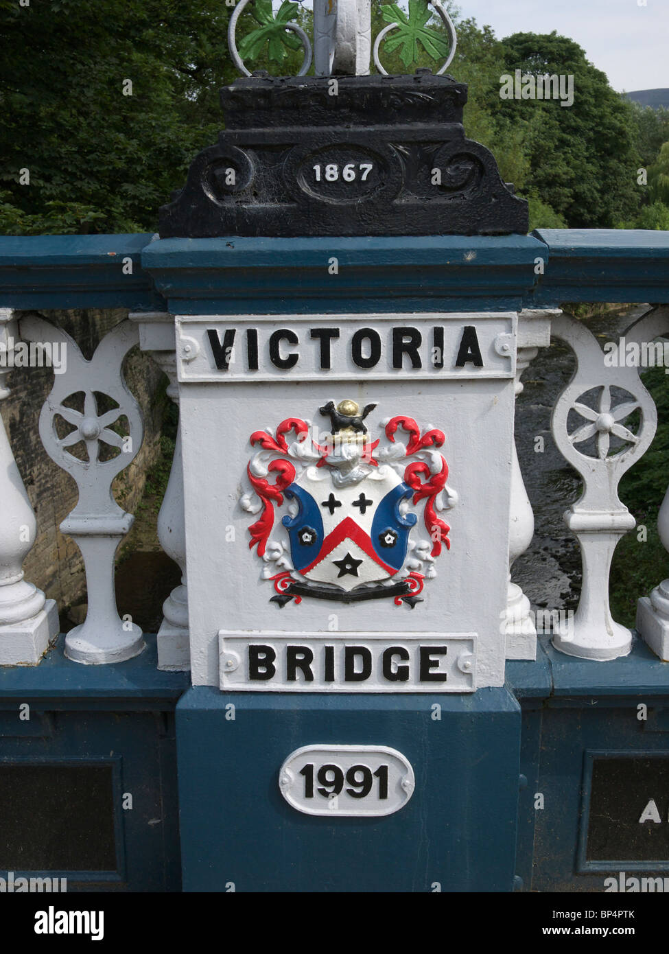 Victoria Bridge in the centre of Stalybridge, Tameside, England, UK. Stock Photo
