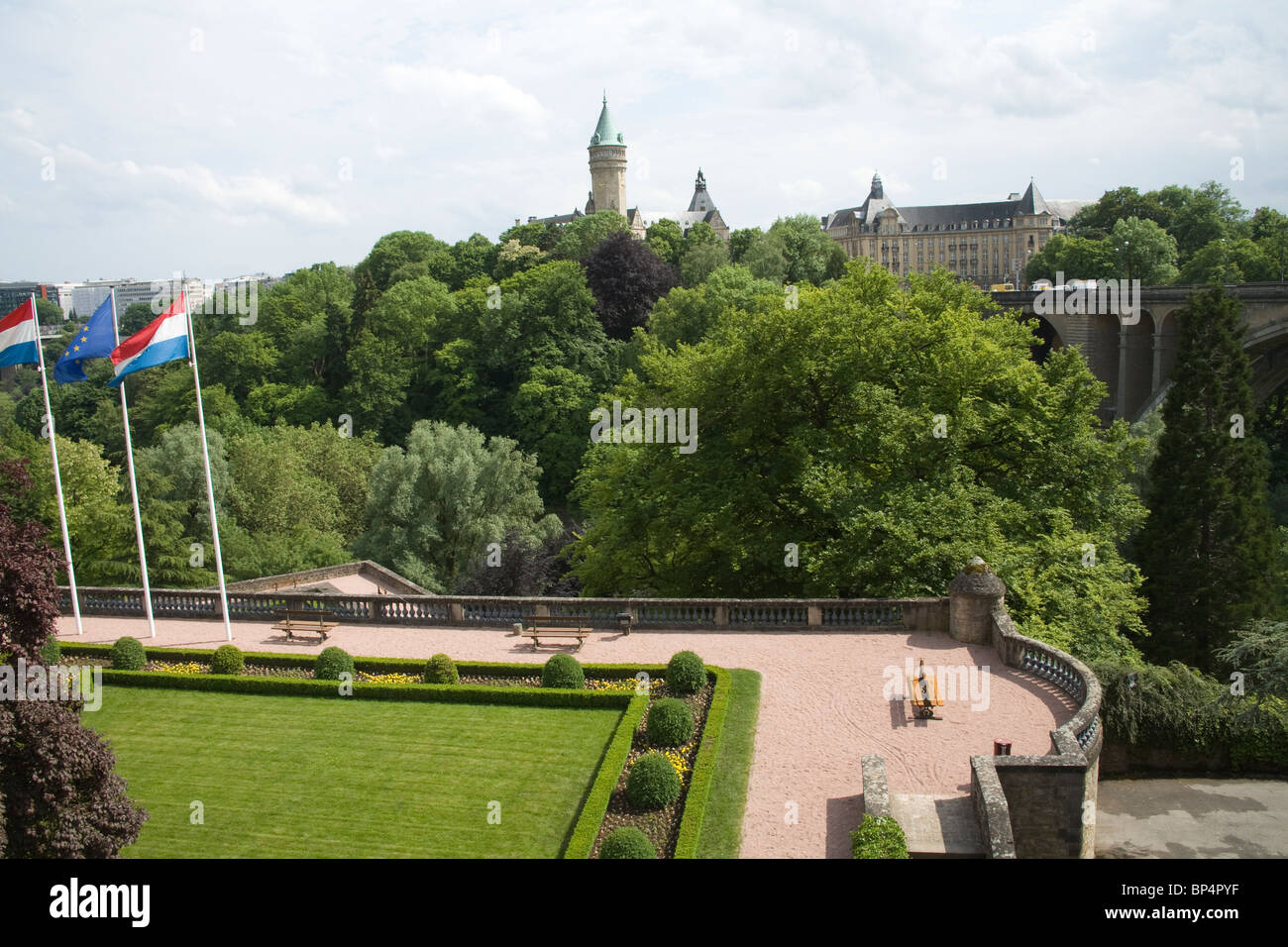 Luxembourg City Europe View across Petrusse Valley from the ramparts Stock Photo