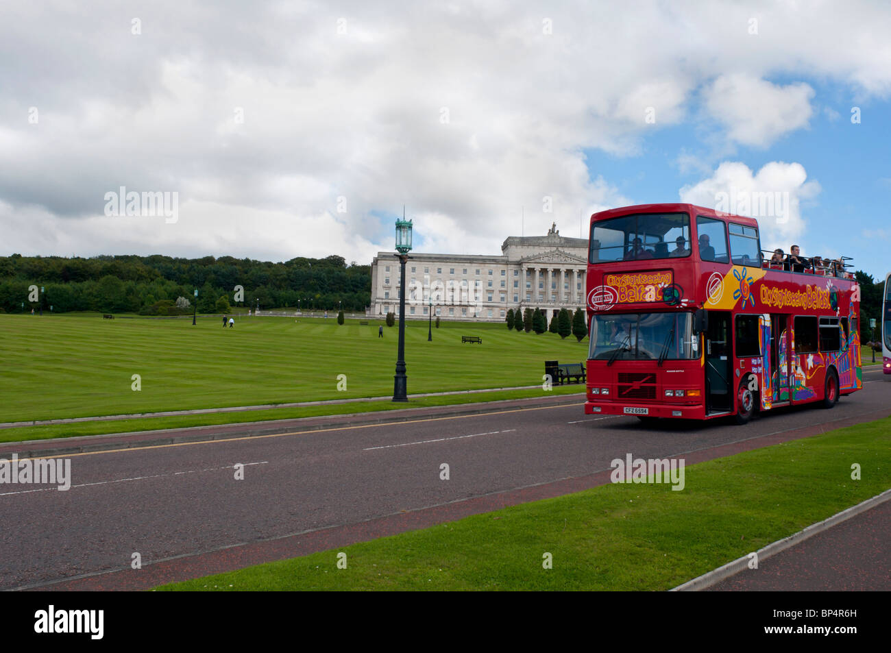 Tourist Bus at Stormont, Belfast. Stock Photo
