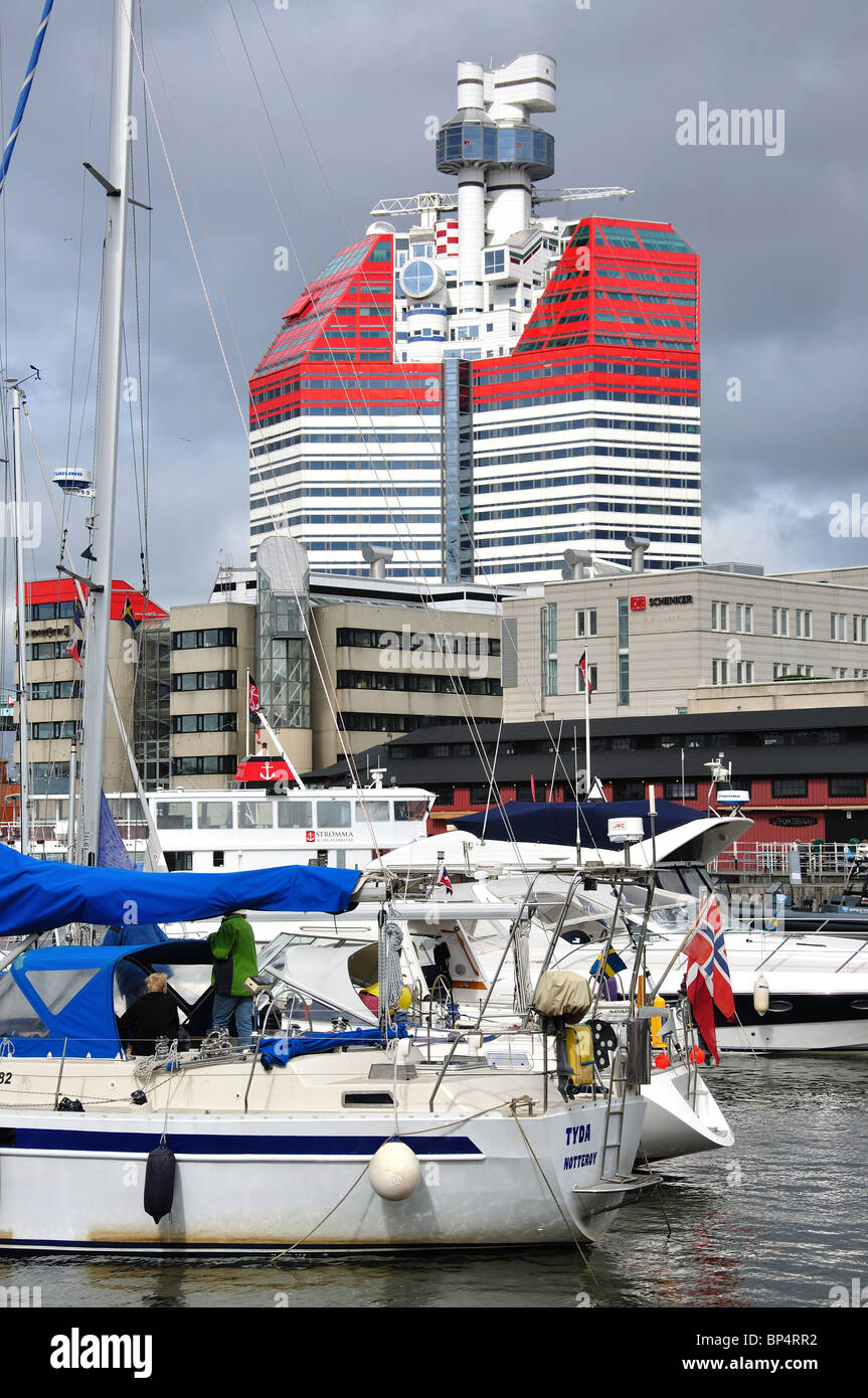 Harbour view showing Lipstick Tower, Gothenburg, Västergötland & Bohuslän Province, Kingdom of Sweden Stock Photo