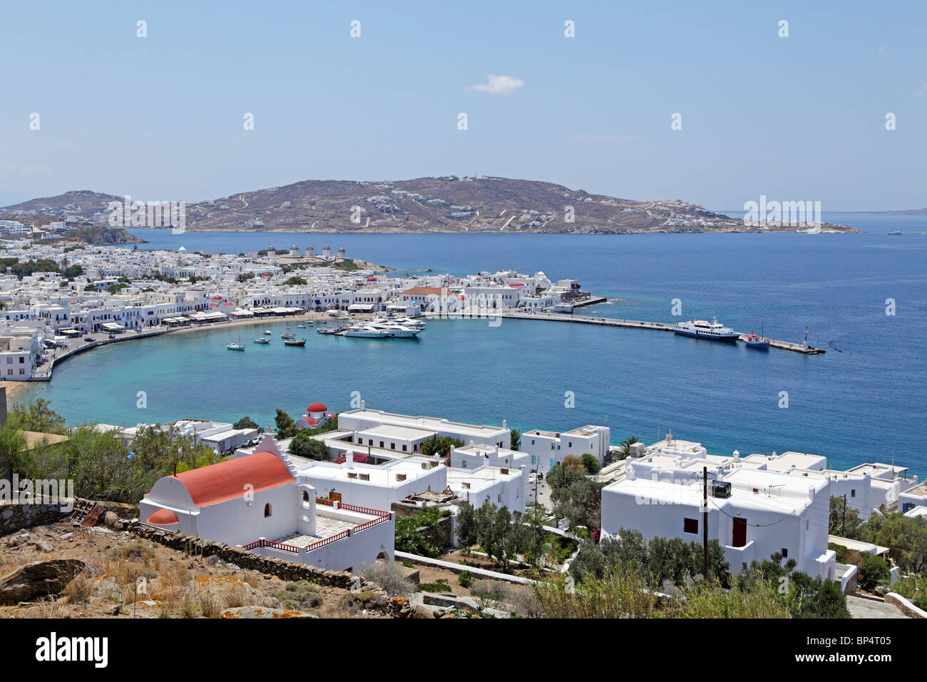 harbour of Mykonos Town, Mykonos Island, Cyclades, Aegean Islands, Greece Stock Photo