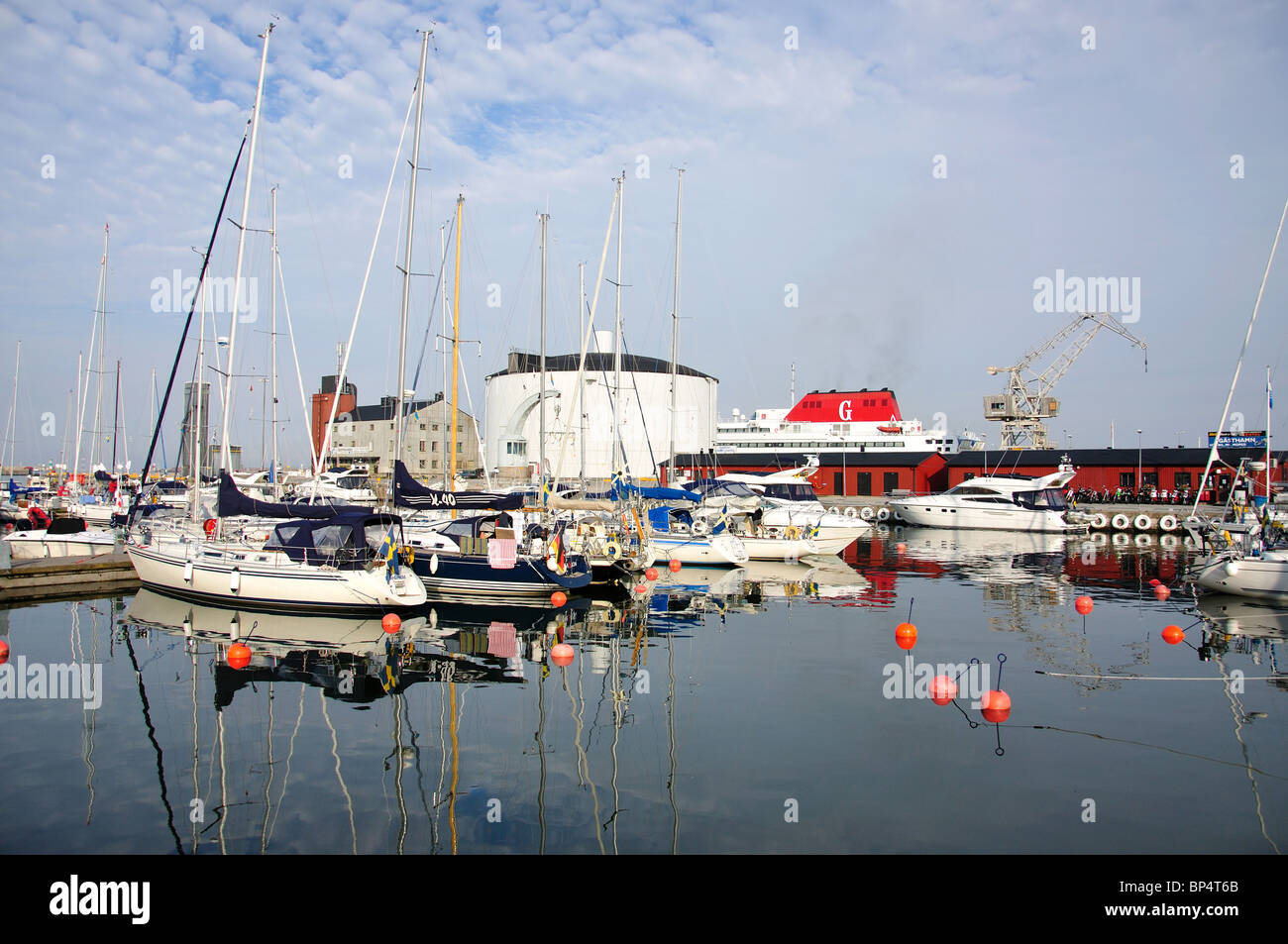 Marina and port, Visby, Gotland County, Gotland Province, Kingdom of Sweden Stock Photo