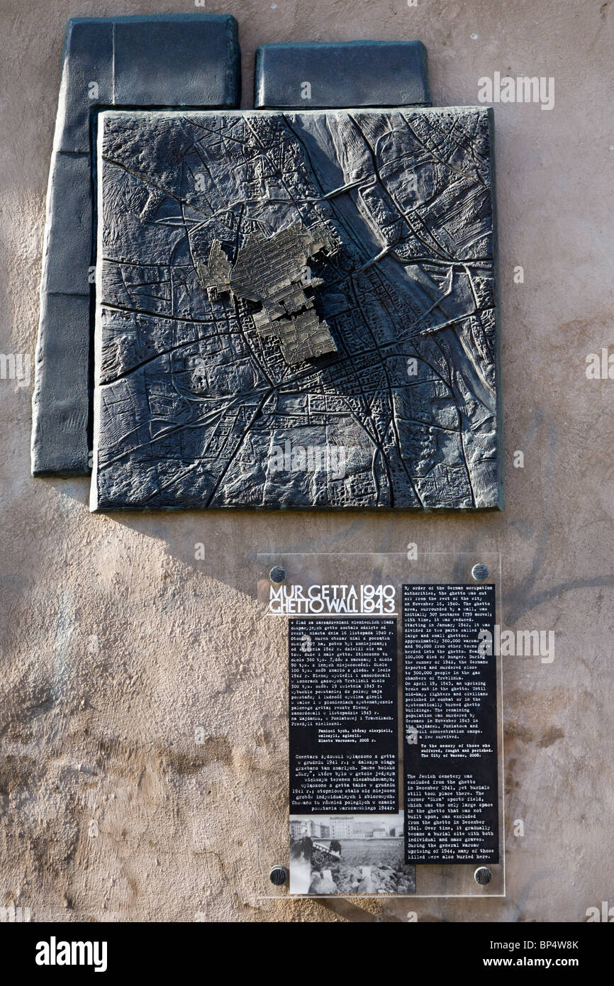 Jewish Ghetto Wall memorial plaque outside the Jewish cemetery in