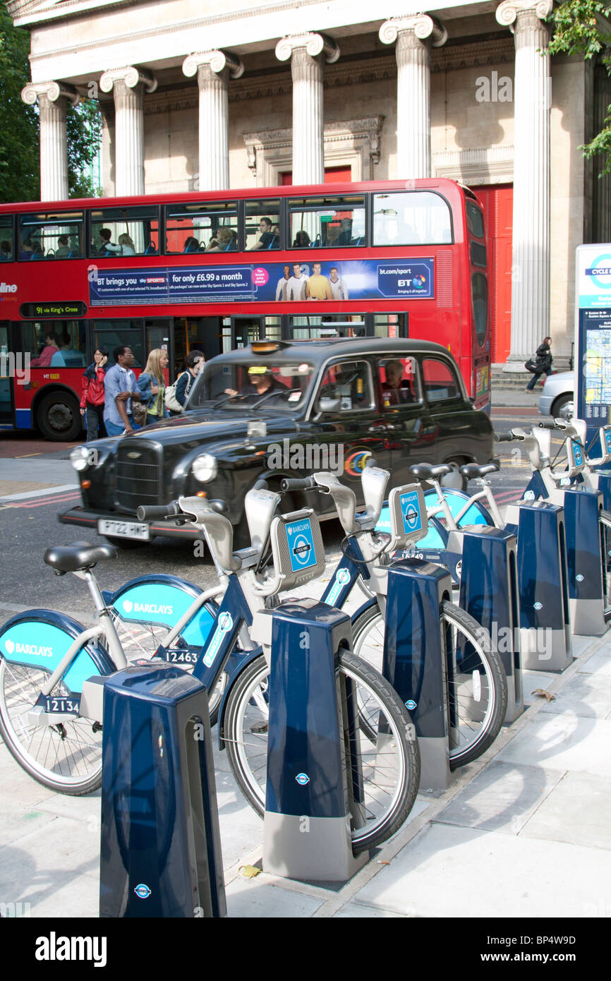 Transport For London's Barclays Cycle Hire docking bay - Bloomsbury - London Stock Photo