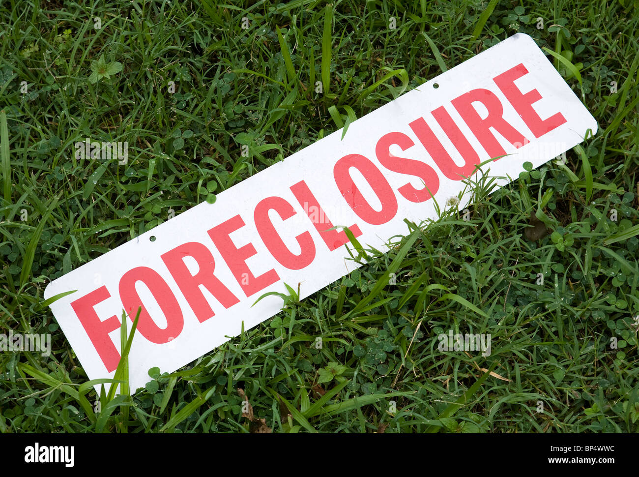 A foreclosure sign. Stock Photo