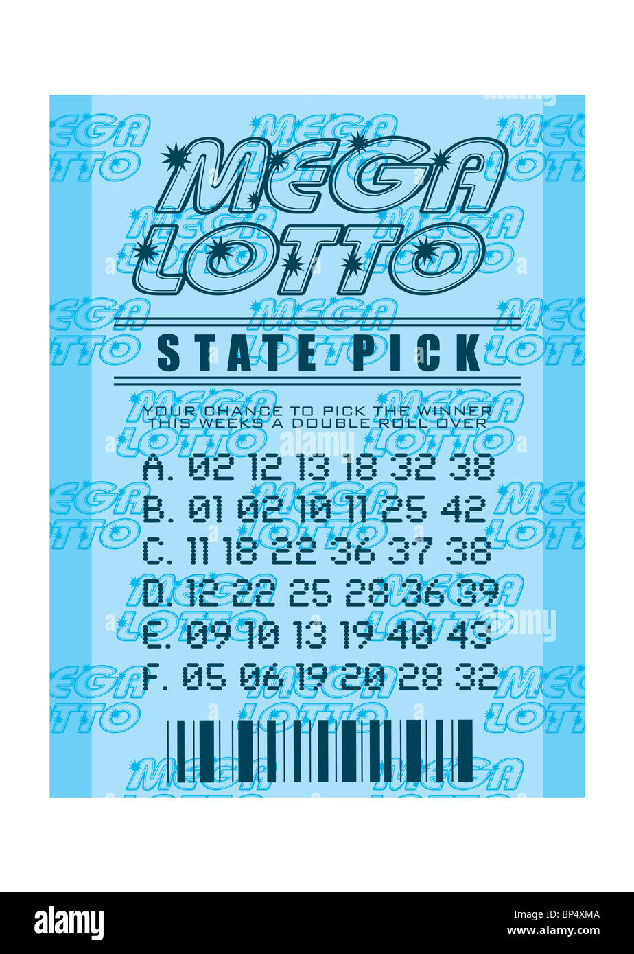 National state lottery with mega lotto concept and winning numbers