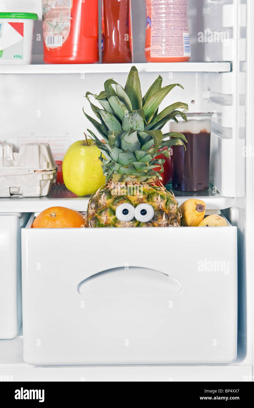 pineapple in fridge Stock Photo Alamy