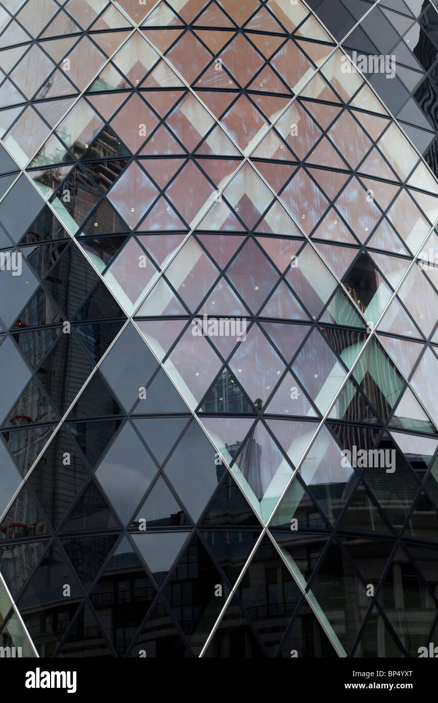 Abstract view of windows of the 'Gherkin' building in London Stock Photo