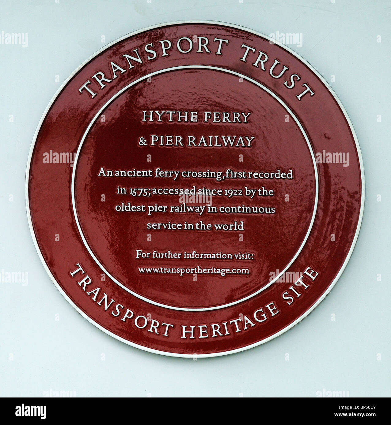 Transport Heritage sign at Hythe Ferry & Pier Railway Hampshire England UK Stock Photo