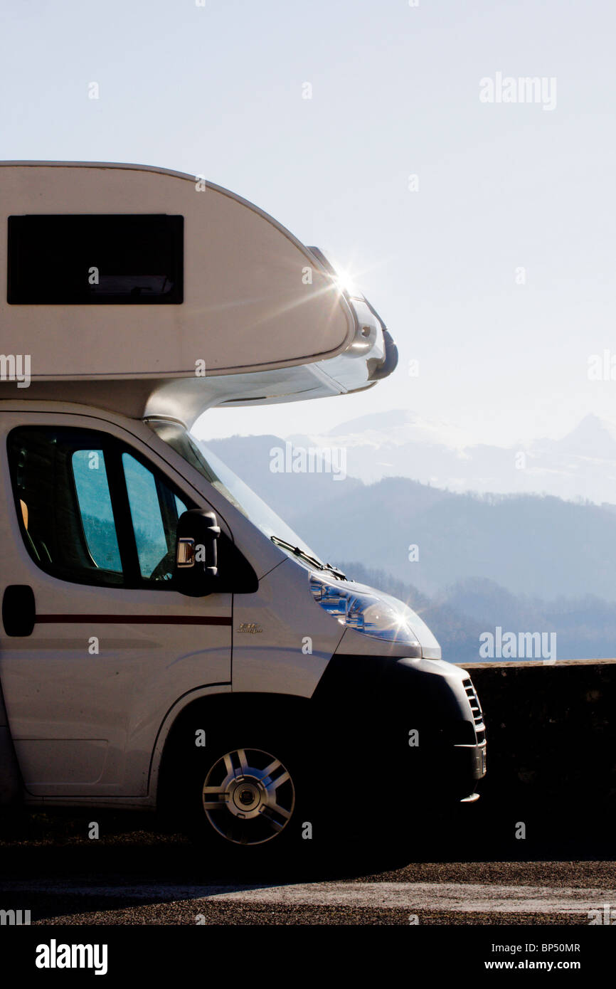 Campervan travelling in Latium Appenine Stock Photo