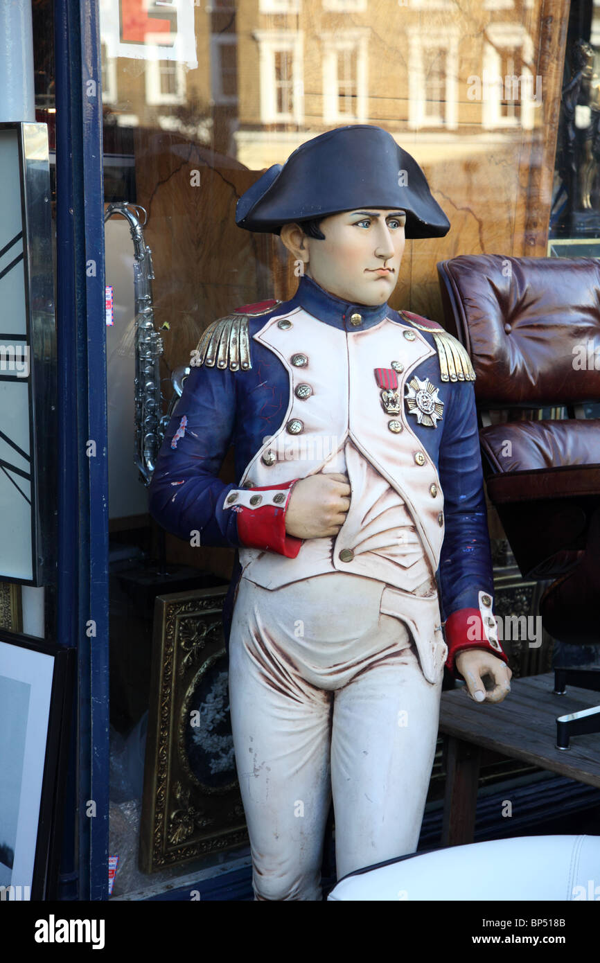 A Napoleon dummy and bric-a-brac in Portobello Road, Notting Hill, Kensington & Chelsea, London, W11. Stock Photo