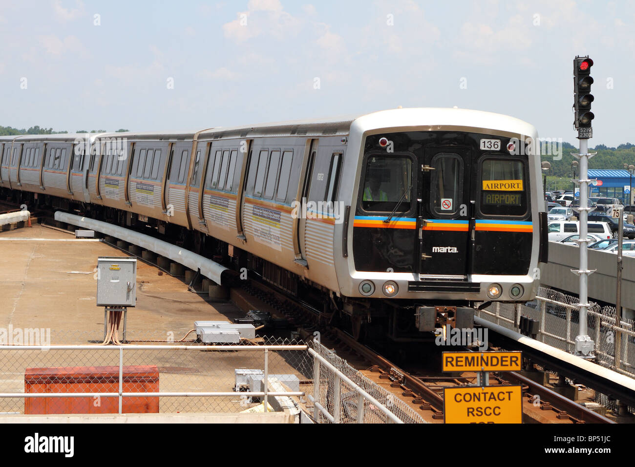 Incoming subway train in the Atlanta city Stock Photo