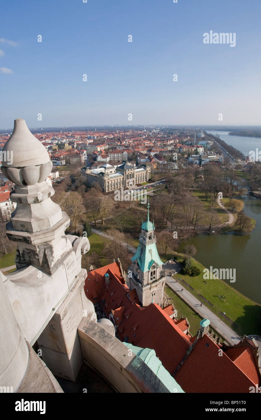 VIEW FROM THE NEW TOWN HALL BUILDING, HANOVER, LOWER SAXONY, GERMANY Stock Photo