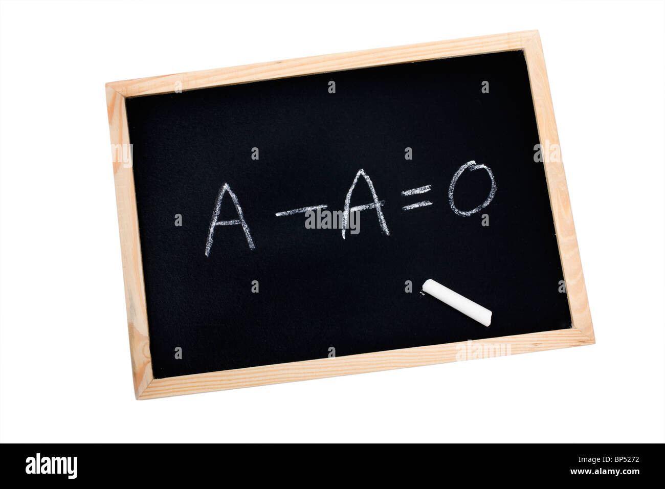 Maths subtraction on a chalkboard. Cut Out. Stock Photo