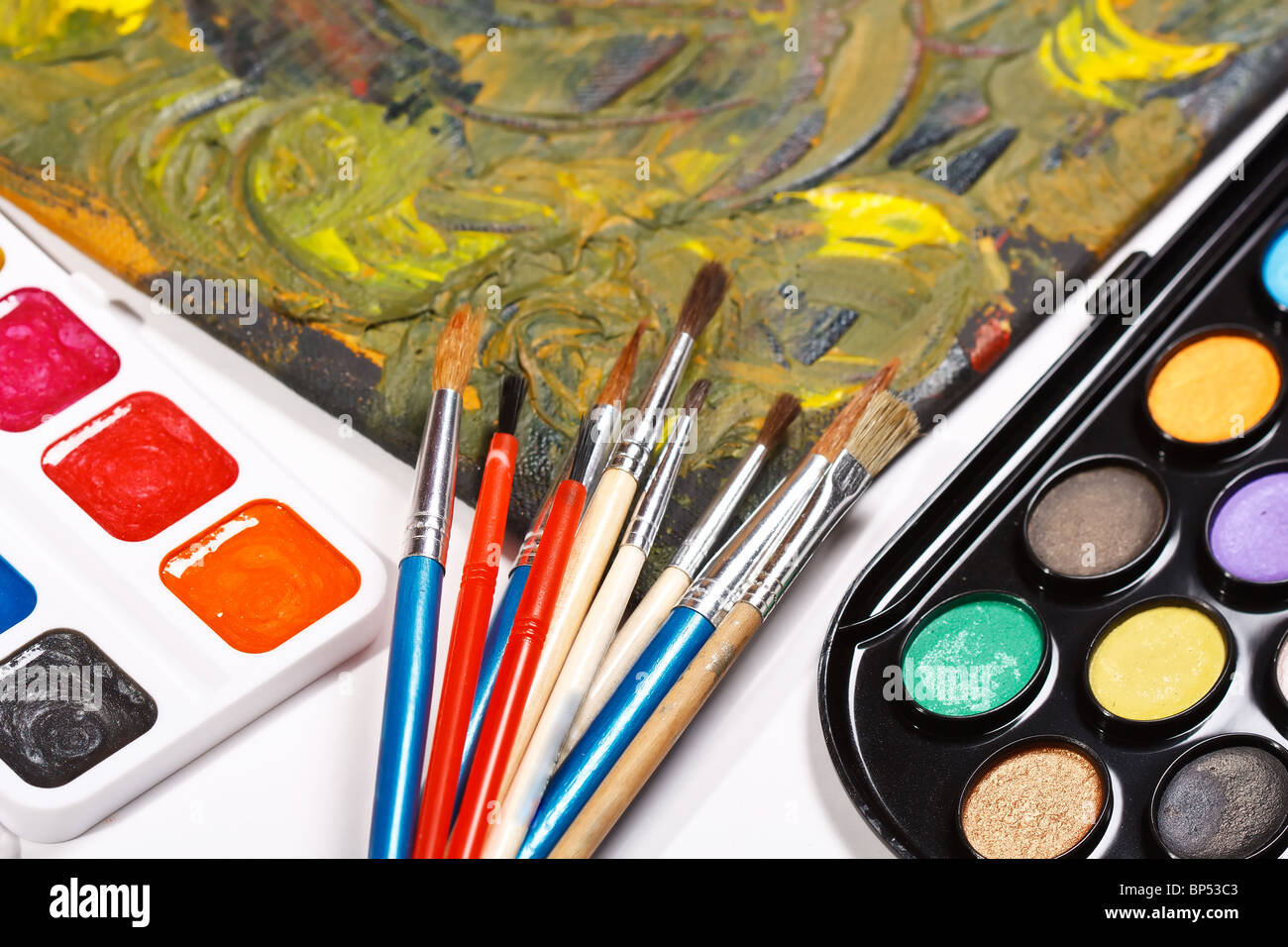 paints with brushes Stock Photo - Alamy