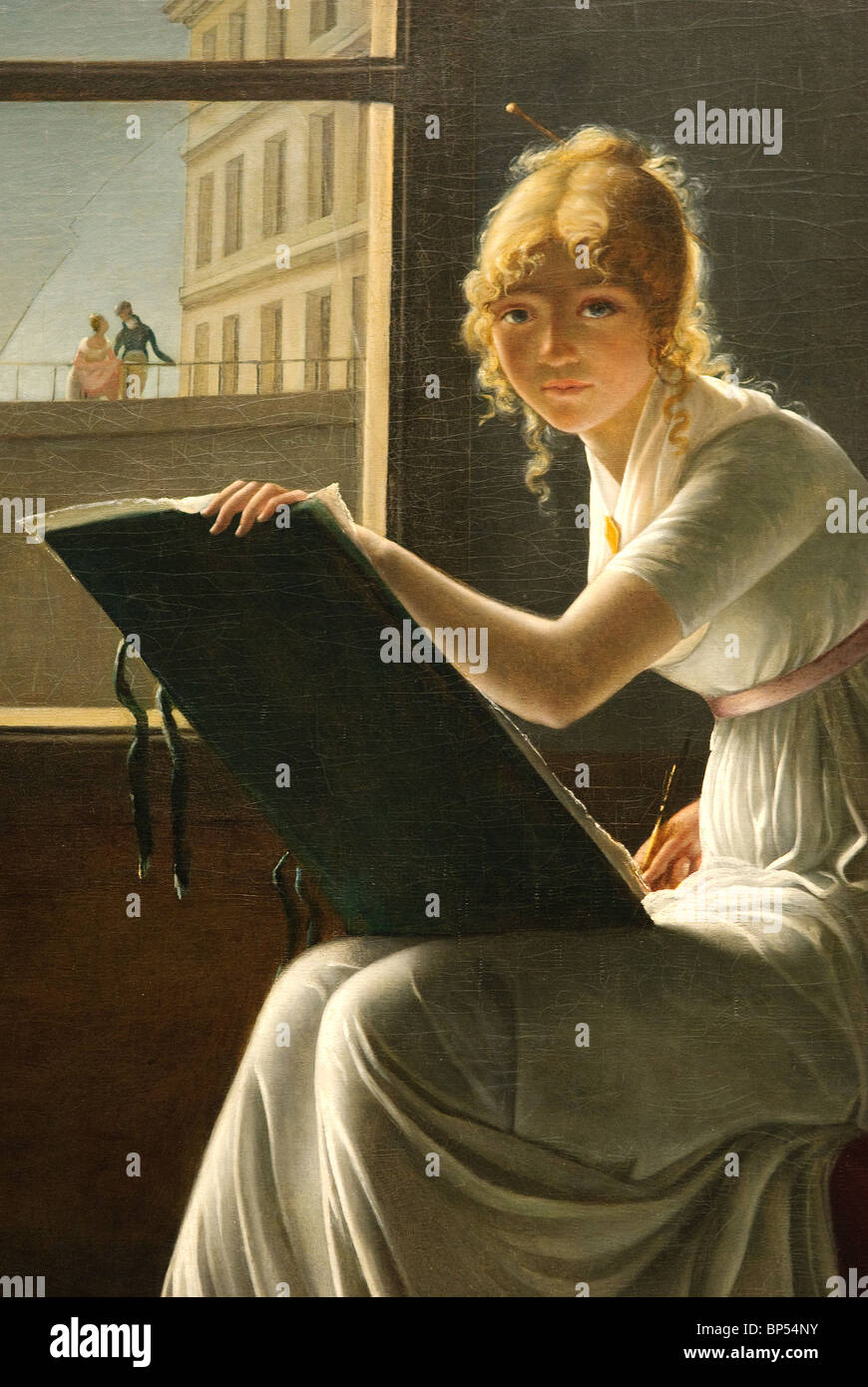 Close-up of painting: Young Woman Drawing, 1801, by Marie-Denise Villers Stock Photo