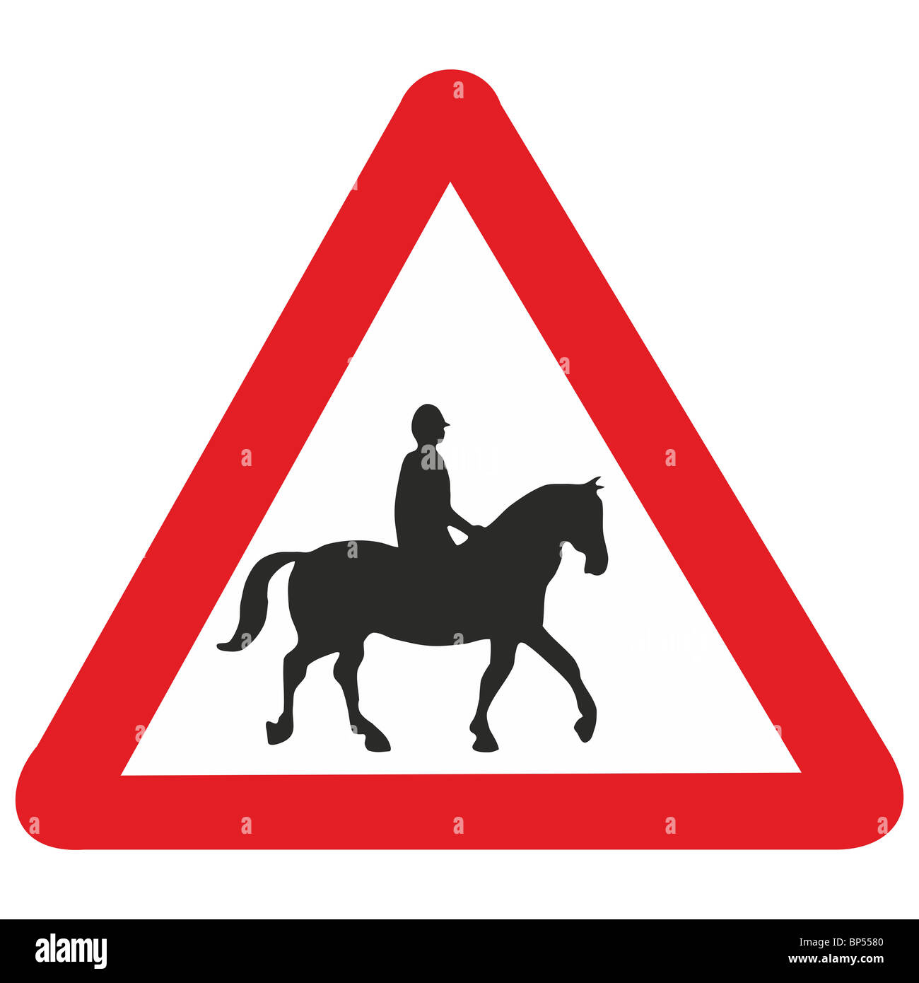 uk road sign horse riding on road ahead horses Stock Photo