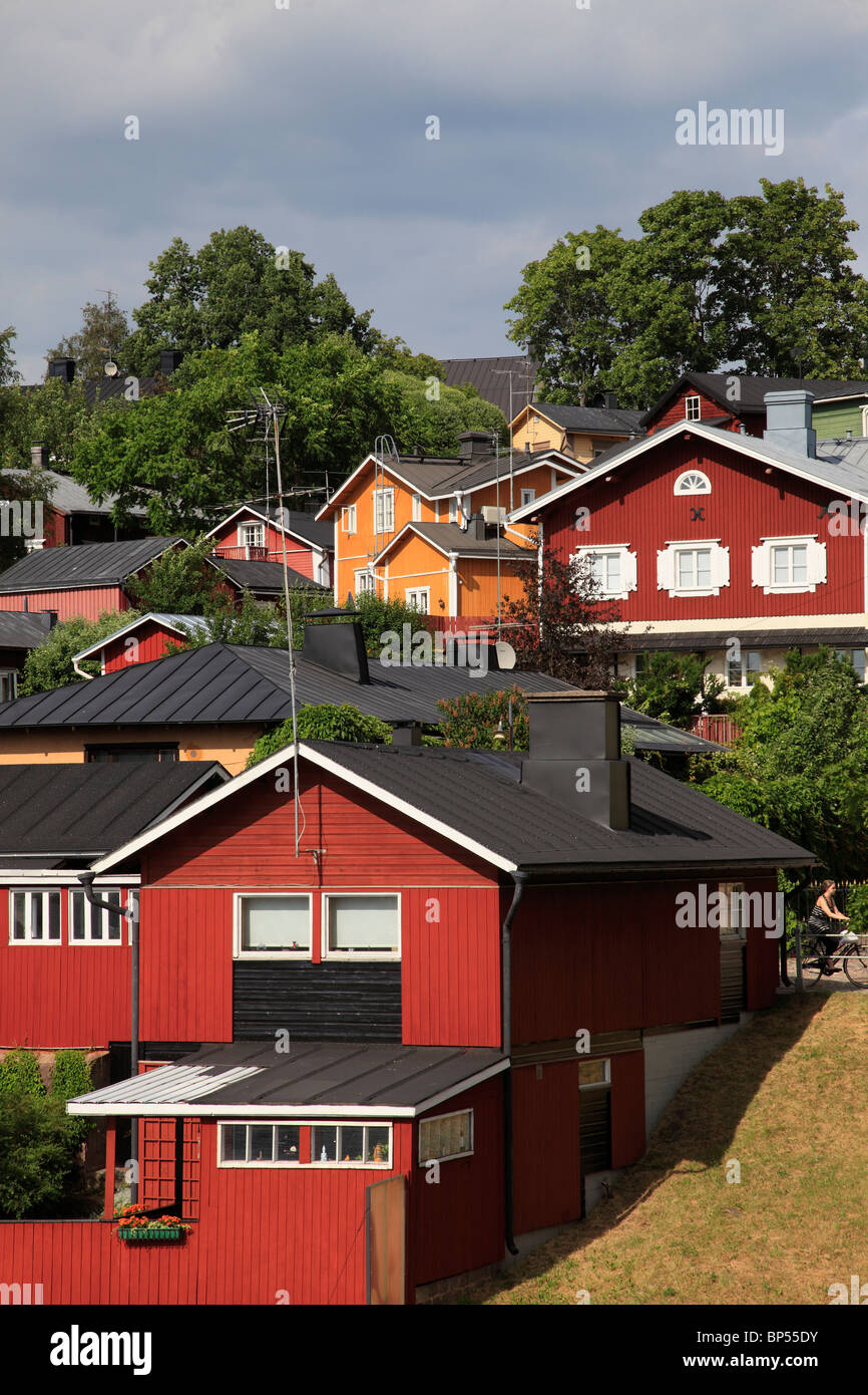 Finland, Porvoo, traditional wooden houses Stock Photo Alamy