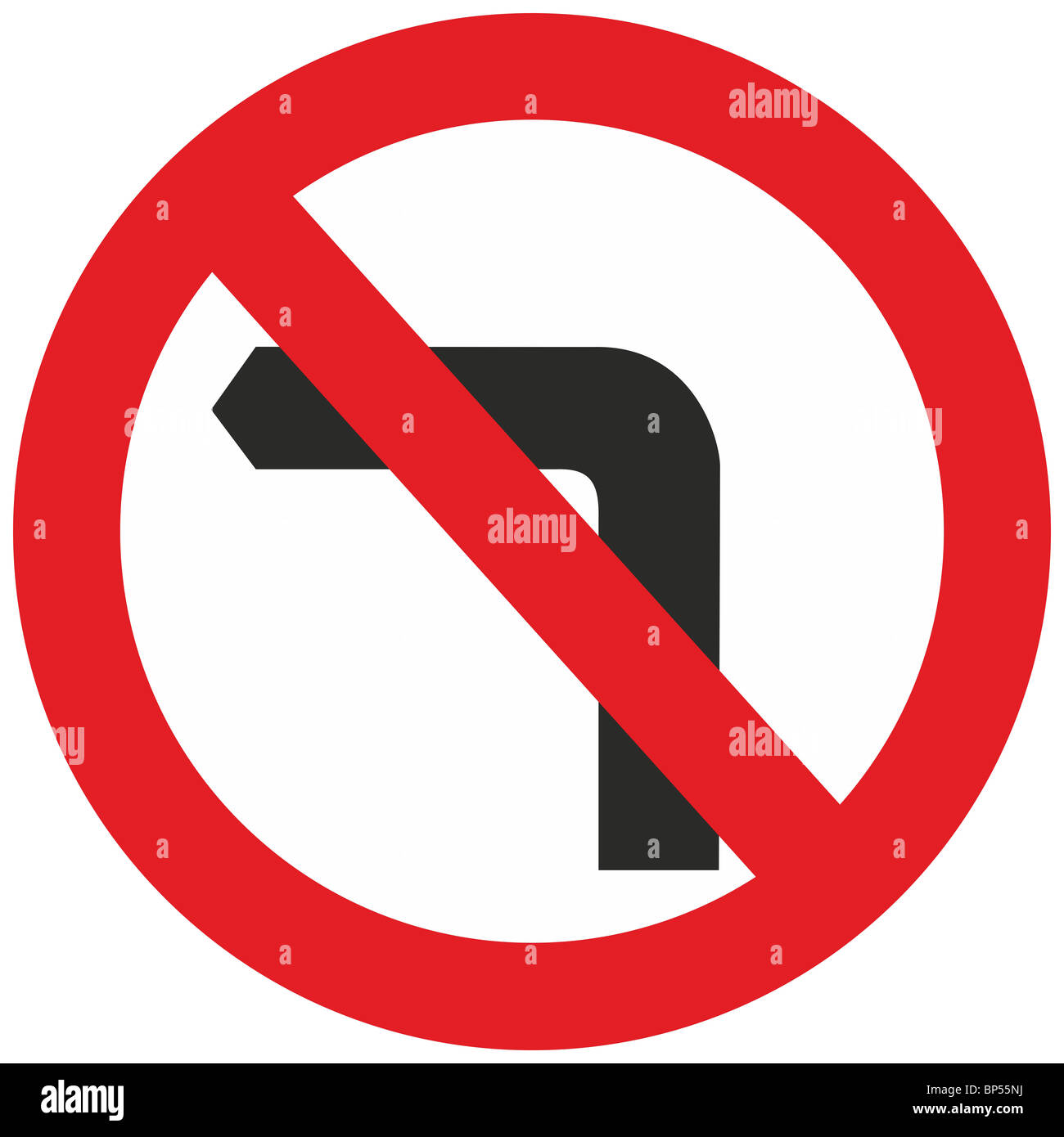 uk road sign no left turn turning prohibited Stock Photo Alamy
