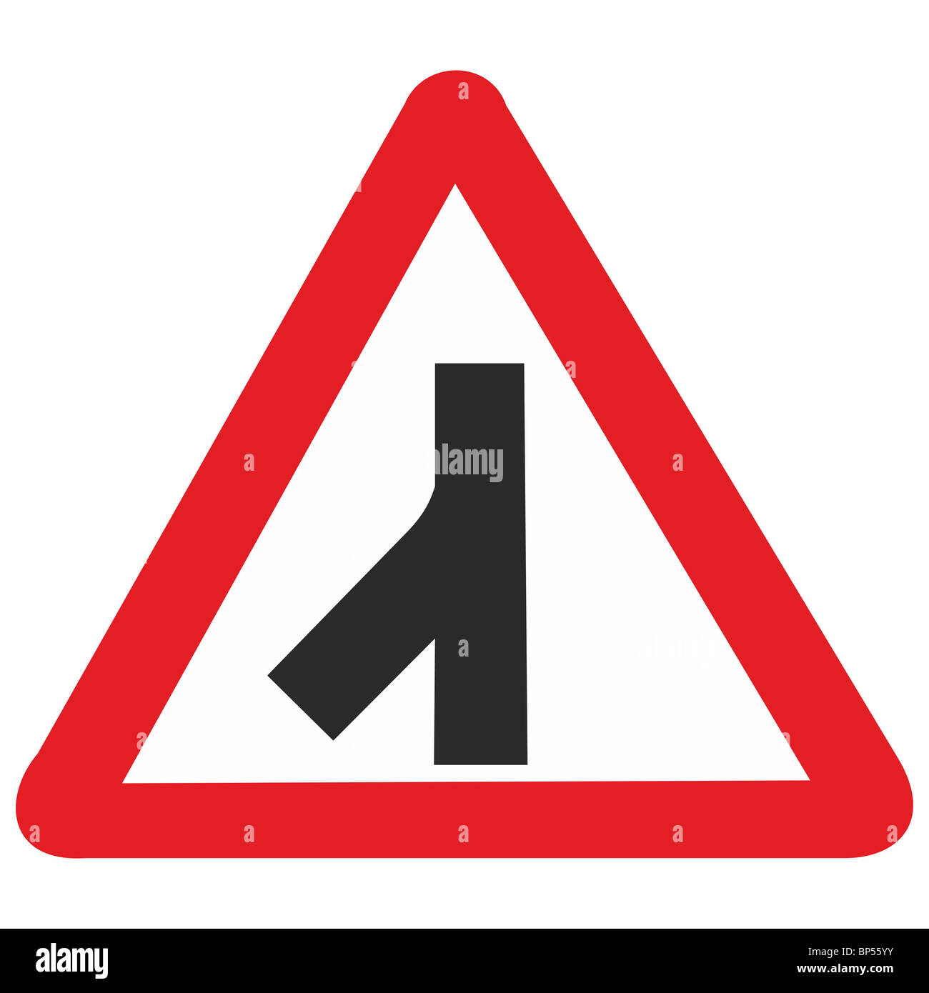 uk road sign road junction minor road joining from left hand side merge