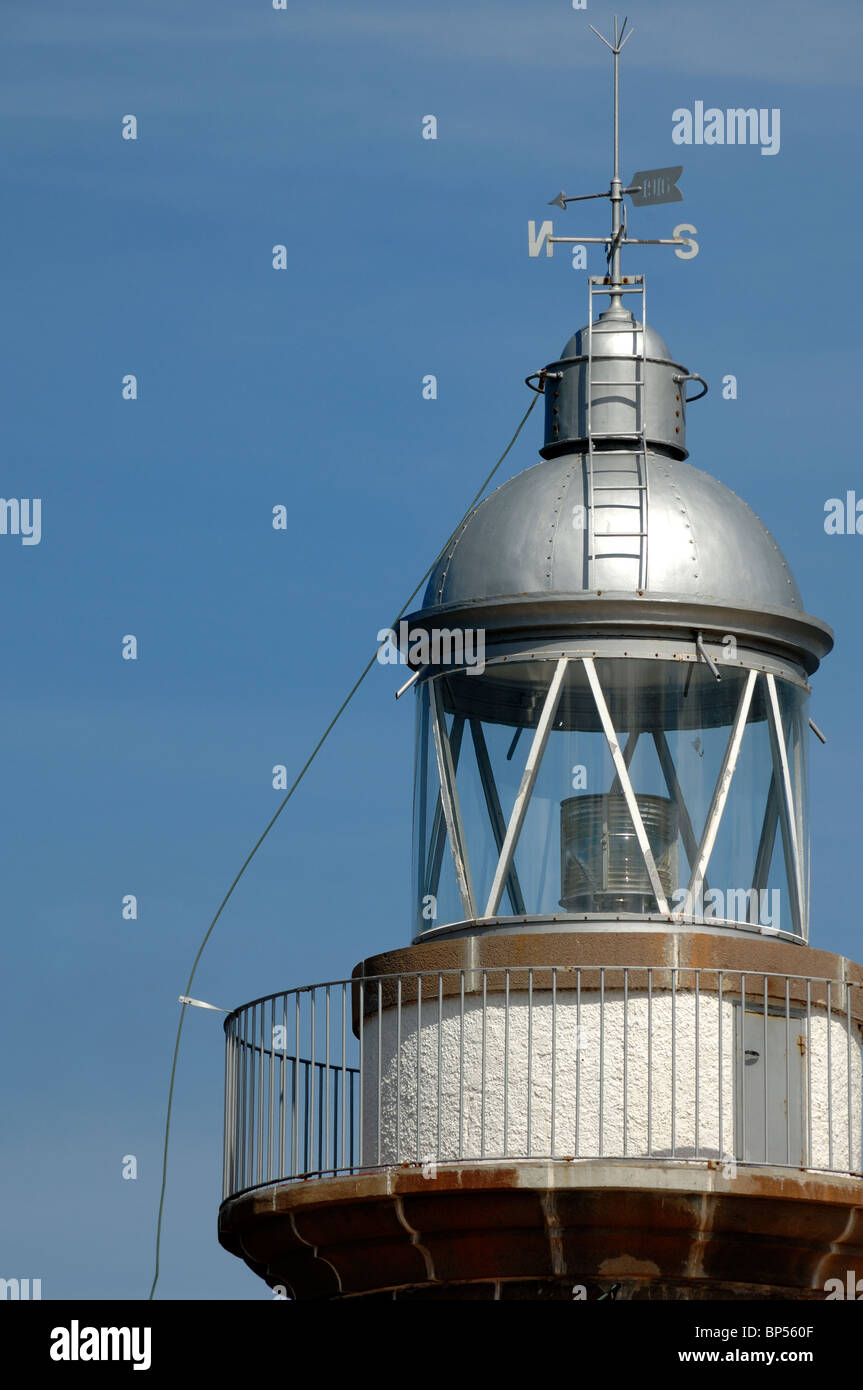 Lantern Room of the Lighthouse & Weather Vane or Weathervane in the Citadel or Fortress of the Old Town, Melilla, Spain Stock Photo