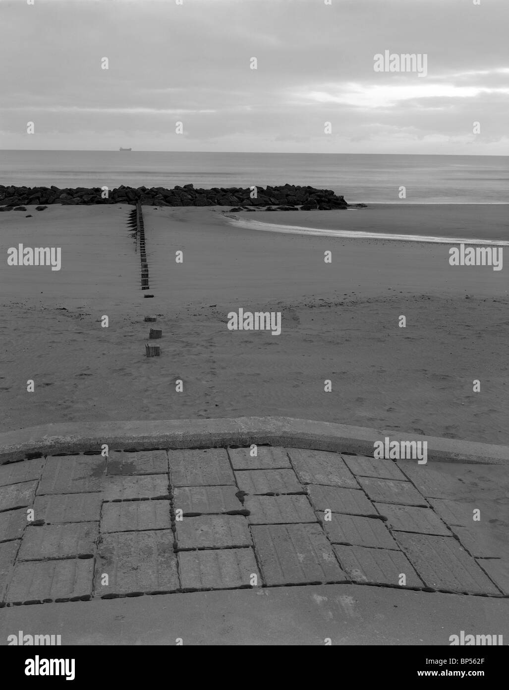 Morning view of the beach esplanade - Aberdeen - Scotland - UK Stock Photo