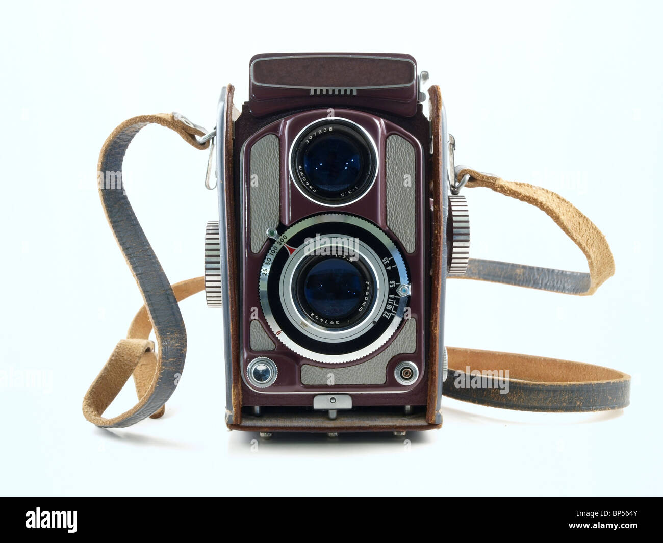 A vintage viewfinder camera in pristine condition. Stock Photo