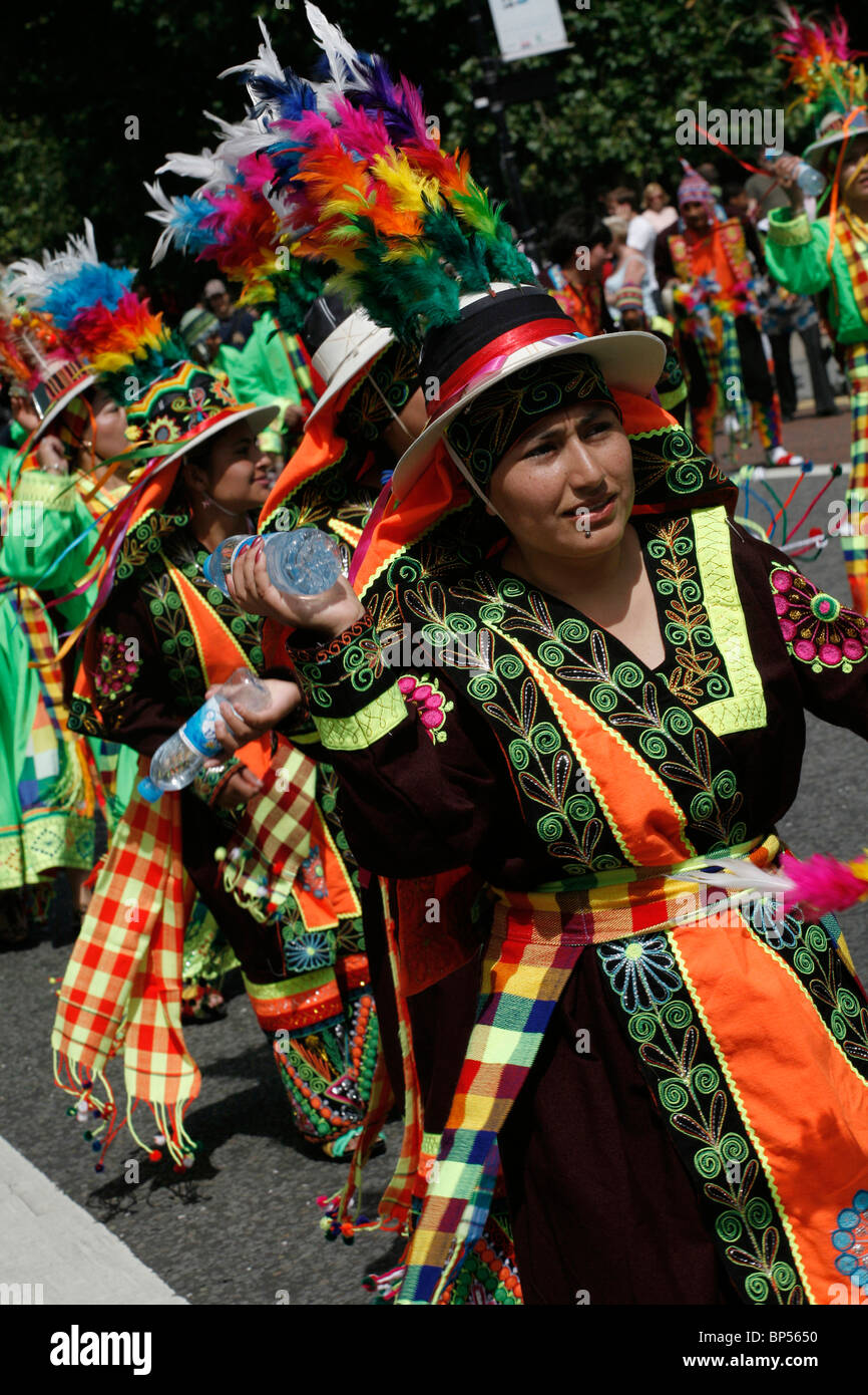 The 2009 Carnival del Pueblo procession along Walworth Road, Camberwell, South London. Stock Photo