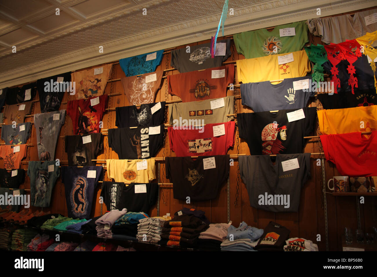 Tshirts on display at a souvenir shop in Santa Fe, New Mexico, June 11