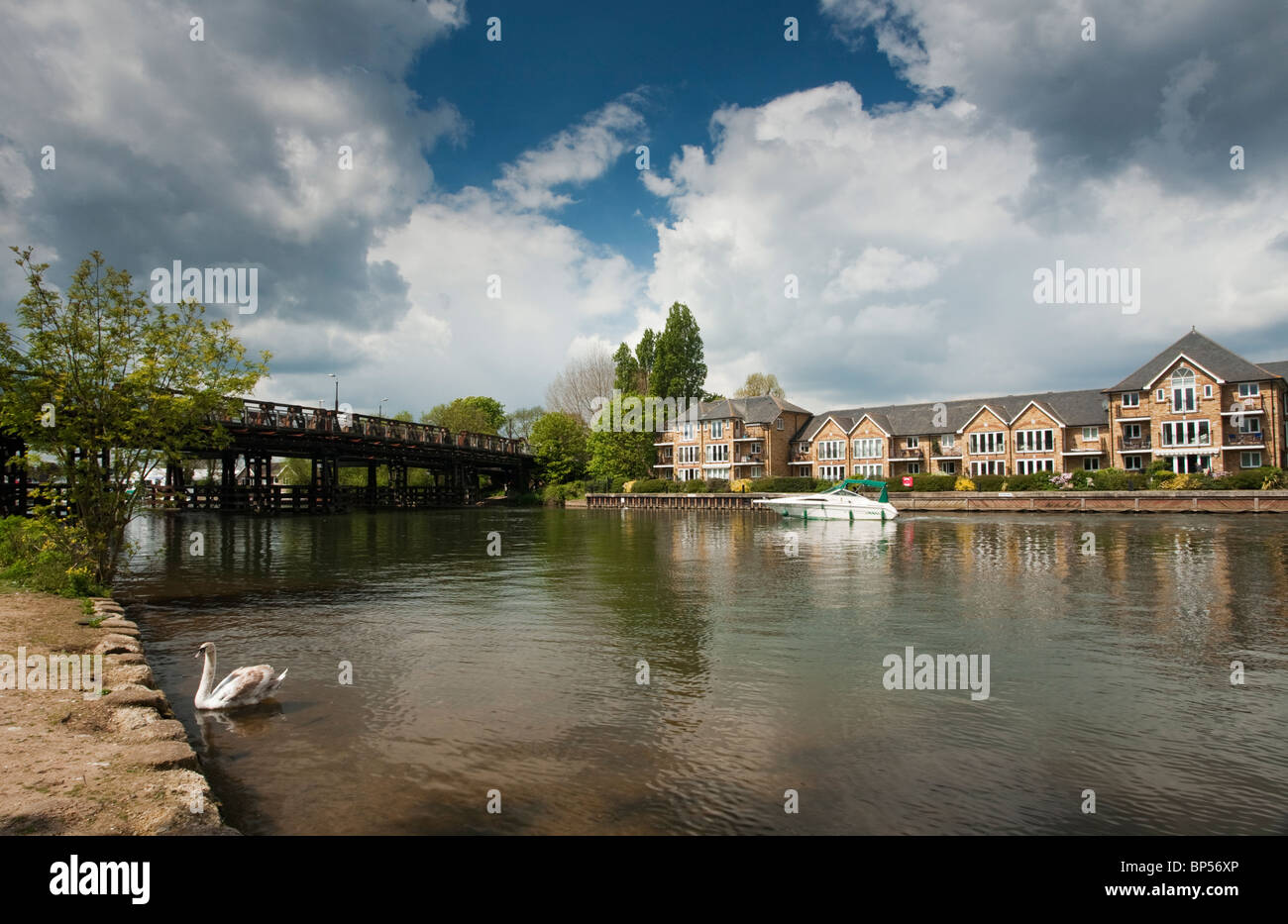 Modern Apartments on the banks of the River Thames at Walton Bridge