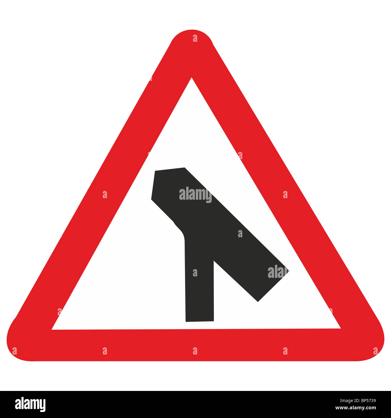 uk road sign merge with major road ahead filter on lane merging Stock