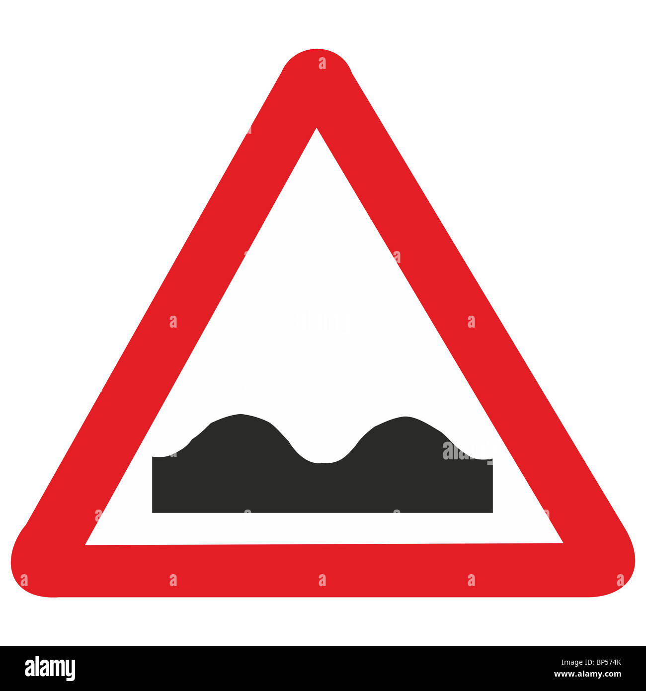 uk uneven road sign uneven road surface bumpy bumps collapsed road humps ahead subsidence collapse collapsed potholes Stock Photo