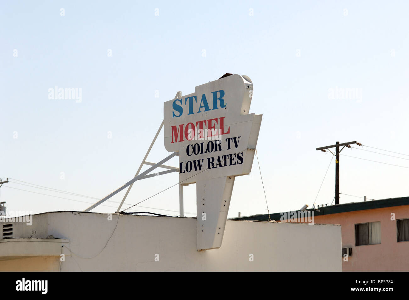 Discount Motel 'Star Motel' with color tv and low rates Stock Photo