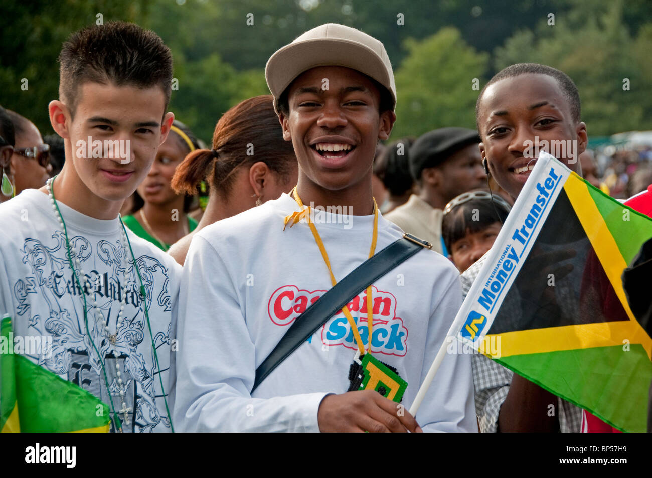 Group of Afro Caribbean youths at West Indian Jamaican family day at
