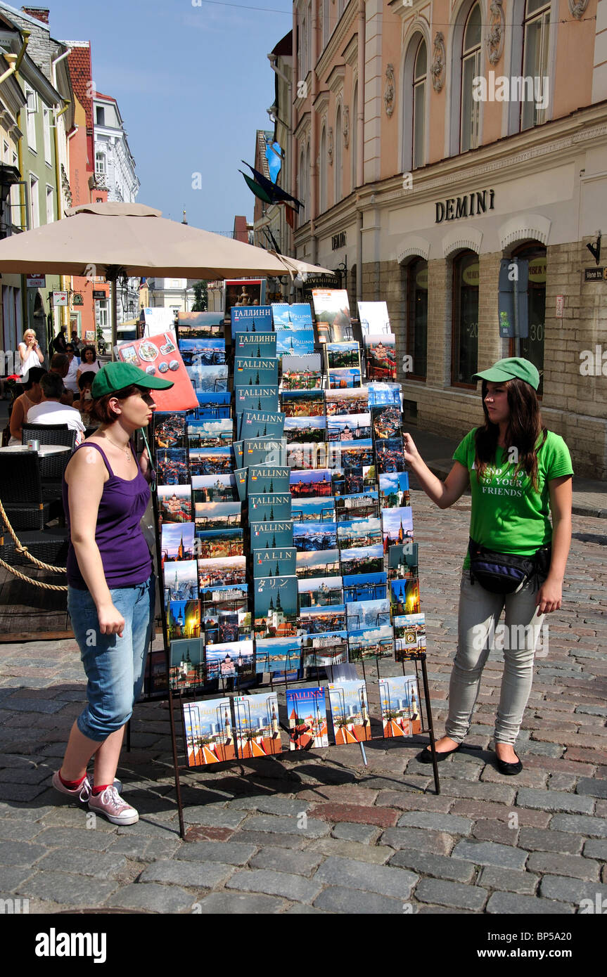 Souvenir book and postcard stall, Old Town, Tallinn, Harju County, Republic of Estonia Stock Photo