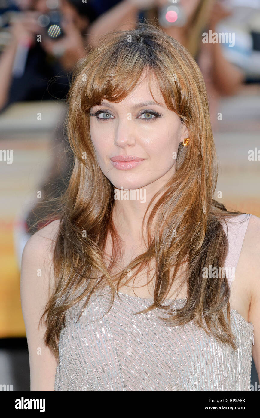 Angelina Jolie at the Premiere of 'Salt' at Leicester Square, London, 16th August 2010. Stock Photo