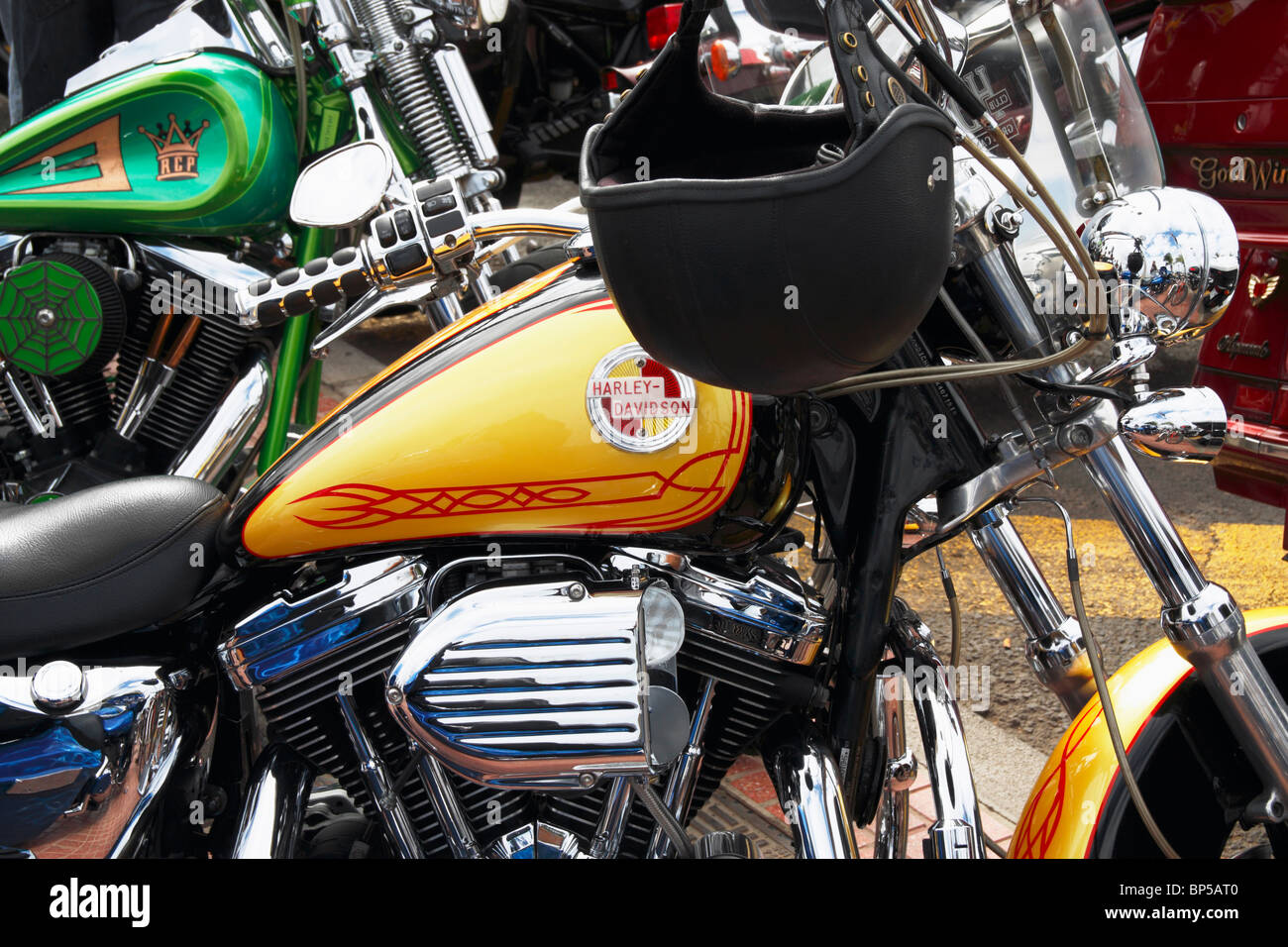 Harley Davidson motorcylce at Harley rally in Spain Stock Photo