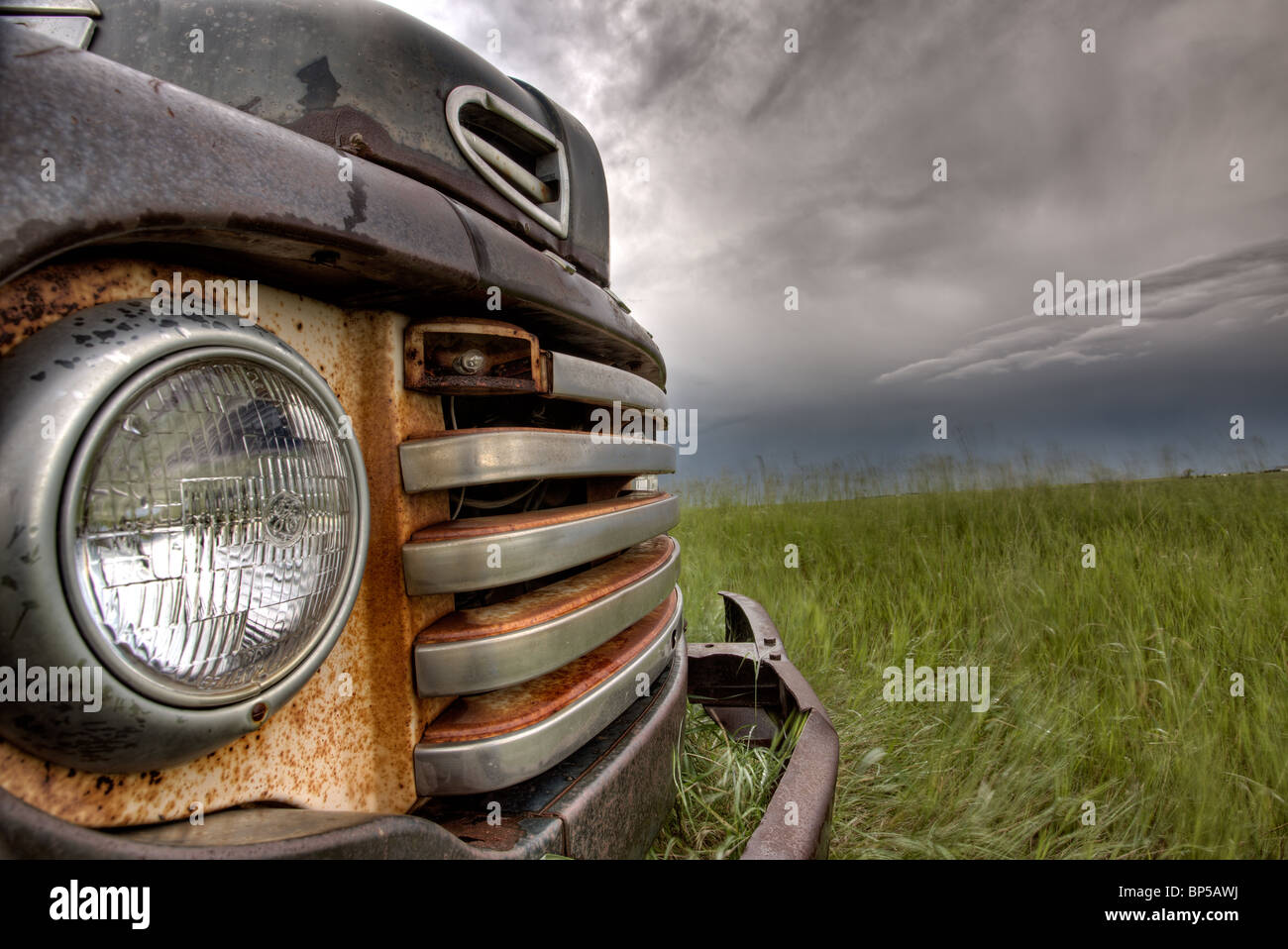 Old Vintage Truck oon the Prairie Saskatchewan Stock Photo Alamy