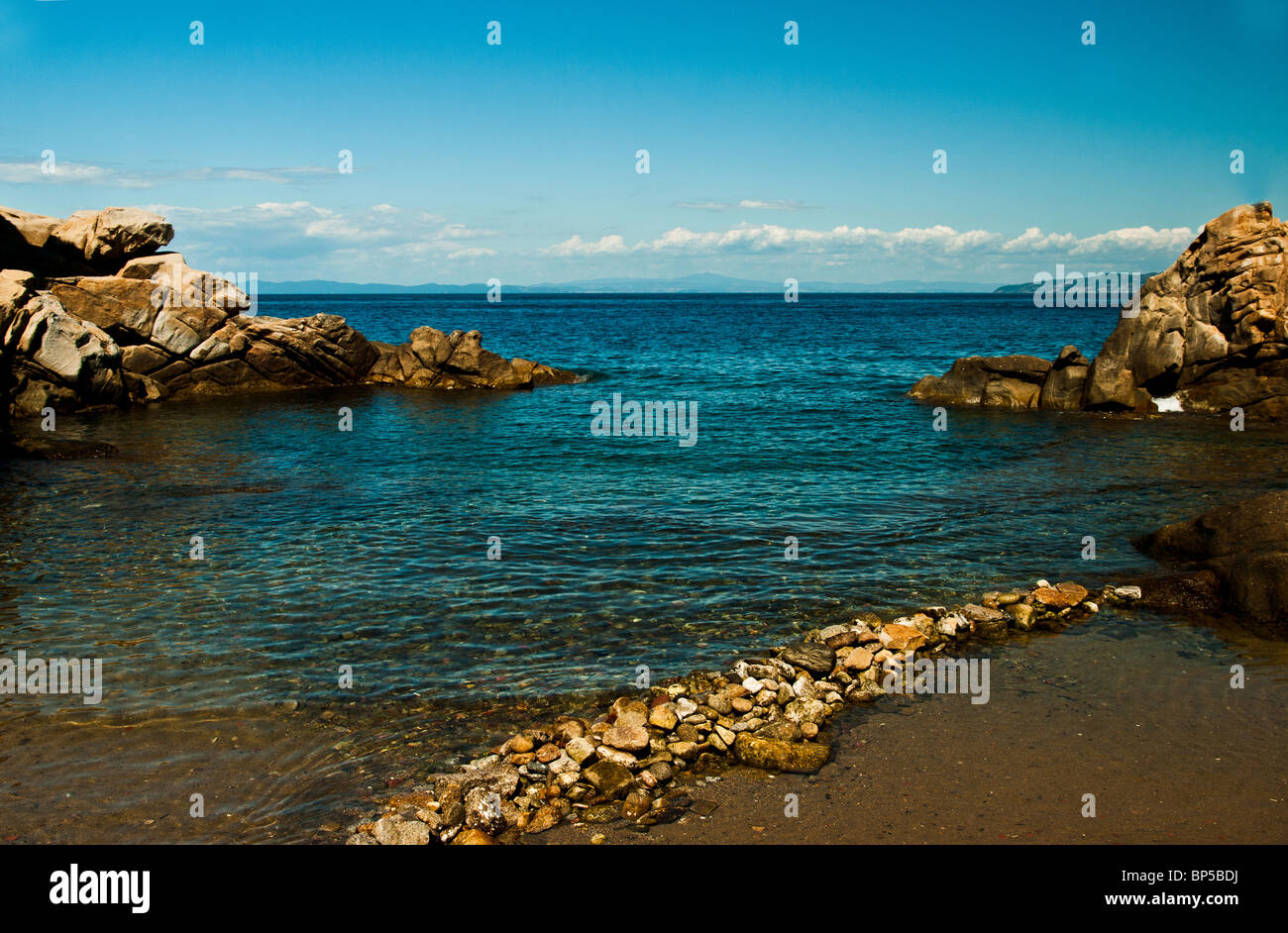 Bay of saracen  sea isle Giglio tuscan arcipelago resumed in the afternoon hours. Isola del Giglio Cala saracino Stock Photo