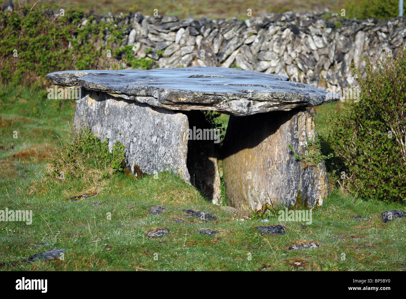 Gleninsheen wedge tomb. The Burren in north-west Clare, Ireland. Stock Photo