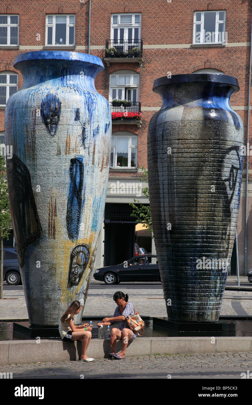 Denmark, Zealand, Roskilde, giant jars, street scene, people Stock Photo -  Alamy