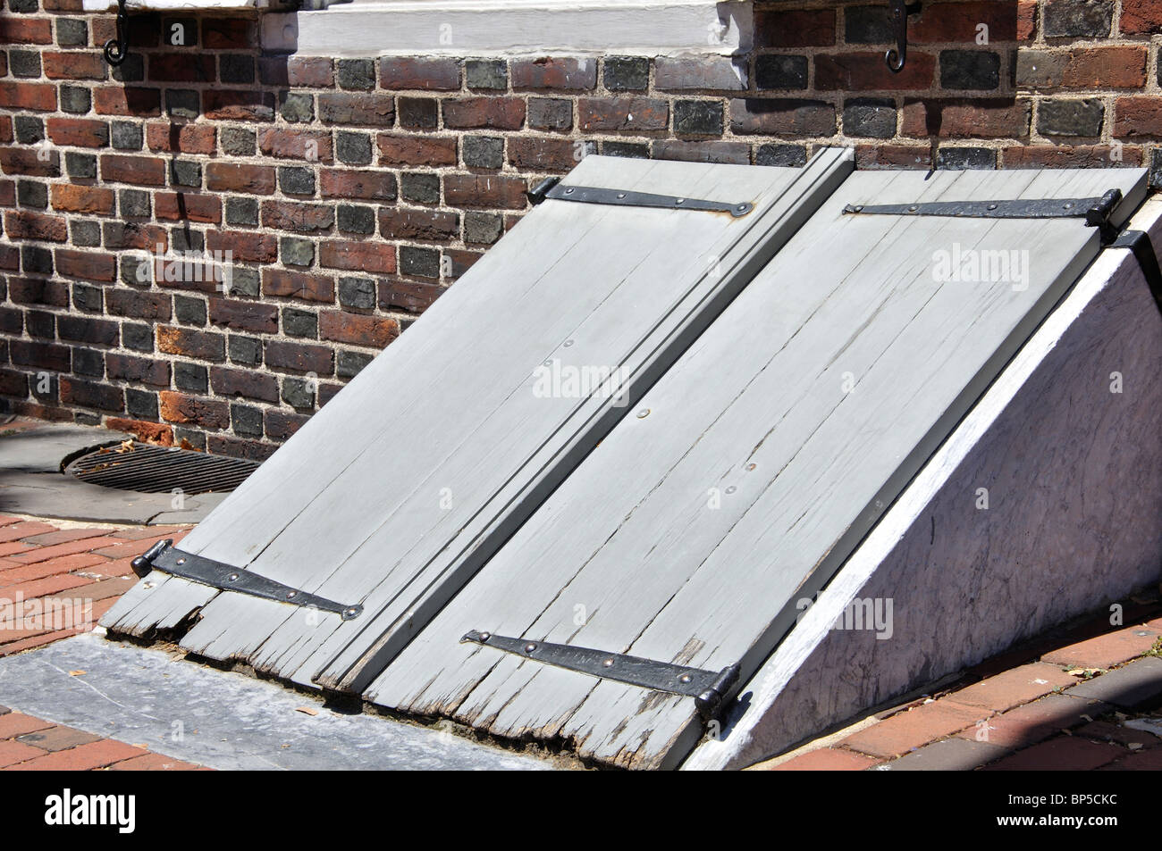 Hatchway, external cellar doors Stock Photo