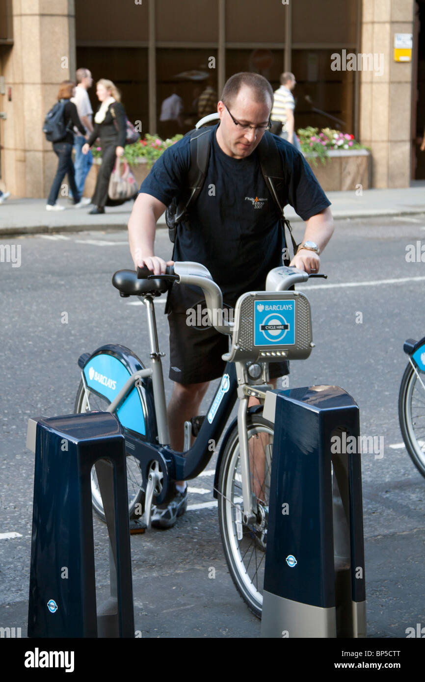 Transport For London's - Barclays Cycle Hire - City of London Stock Photo