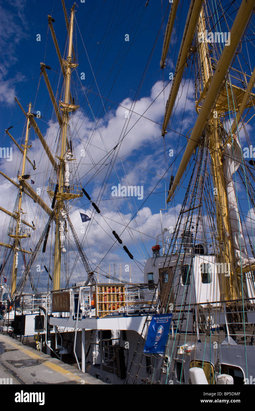 TALL SHIP'S RACE 2010 SHIPS BERTHED AT HARTLEPOOL MARINA AT THE FINISH OF THE RACE Stock Photo