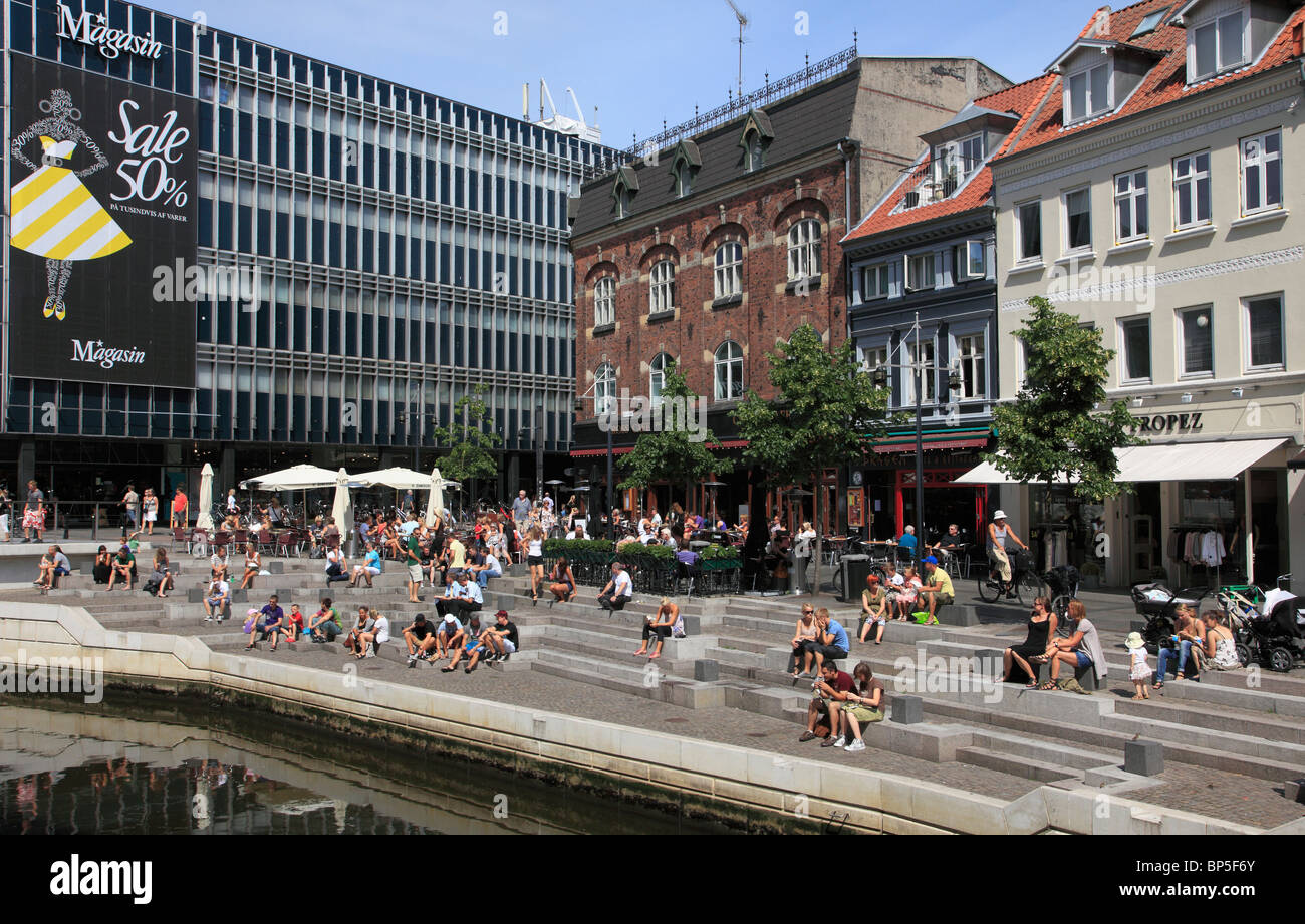 Denmark, Jutland, Arhus, Aboulevarden, people, leisure, street scene, Stock Photo