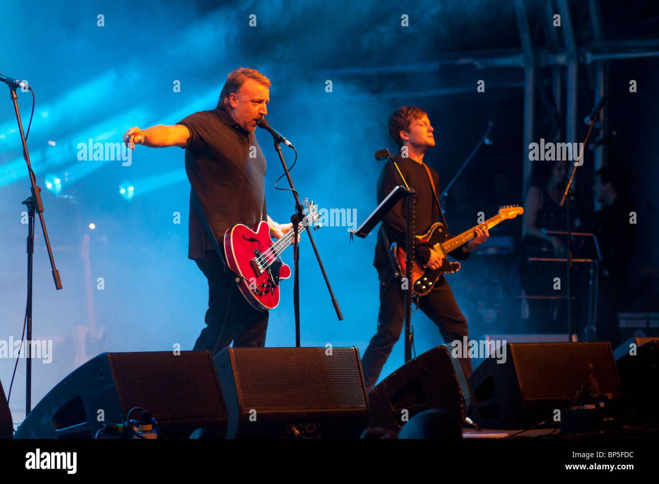 Peter Hook and his band The Light performing Joy Division's Unknown Pleasures album at Vintage at Goodwood festival 2010 Stock Photo