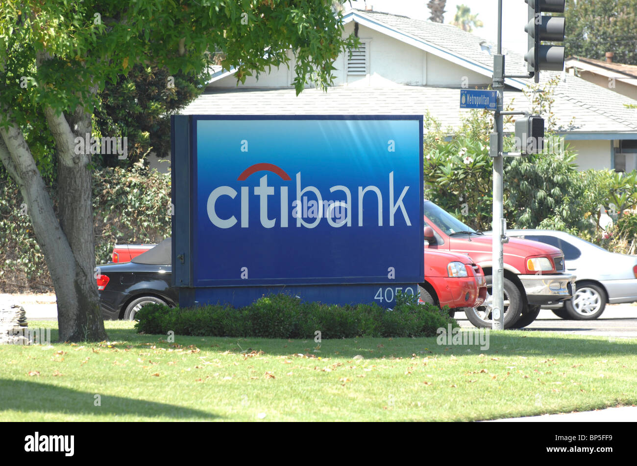 Citibank Sign in Orange, California.  Citibank is one of the largest full service banks in the world. Stock Photo